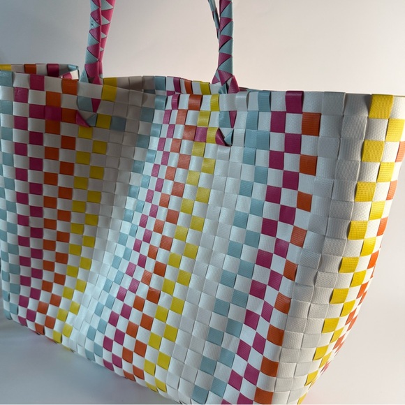 Colorful Checkered poolside or beach Tote Bag - Picture 3 of 8